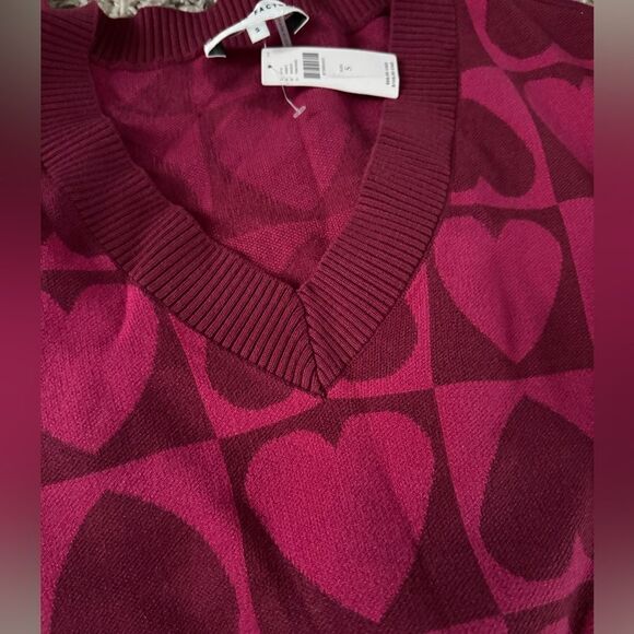 NEW WITH TAGS English Factory Checkered Heart Sweater Anthropologie - Picture 5 of 5